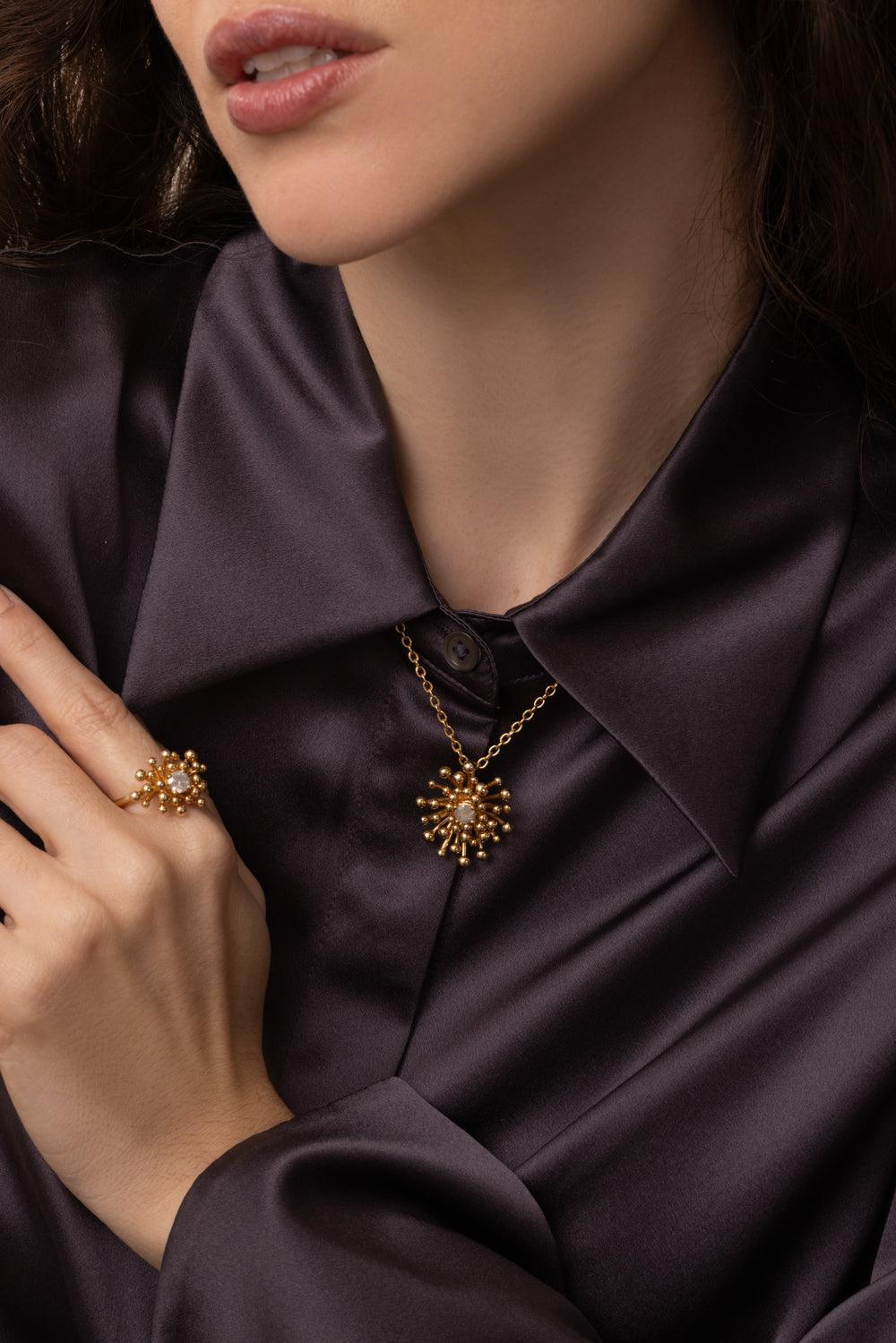 Grey Diamond Nocturne Pendant Necklace-YELLOW GOLD-18-JEWELRYFINE JEWELPENDANT-VRAM