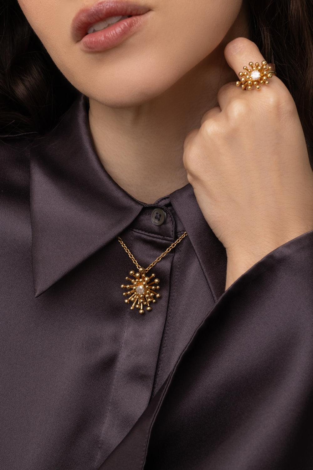 Grey Diamond Nocturne Pendant Necklace-YELLOW GOLD-18-JEWELRYFINE JEWELPENDANT-VRAM