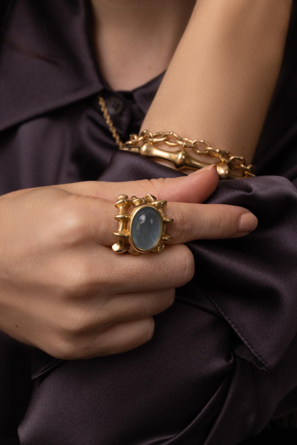 Aquamarine Chrona III Ring-YELLOW GOLD-6.5-JEWELRYFINE JEWELRING-VRAM
