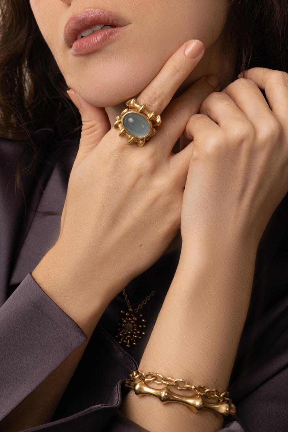 Aquamarine Chrona III Ring-YELLOW GOLD-6.5-JEWELRYFINE JEWELRING-VRAM