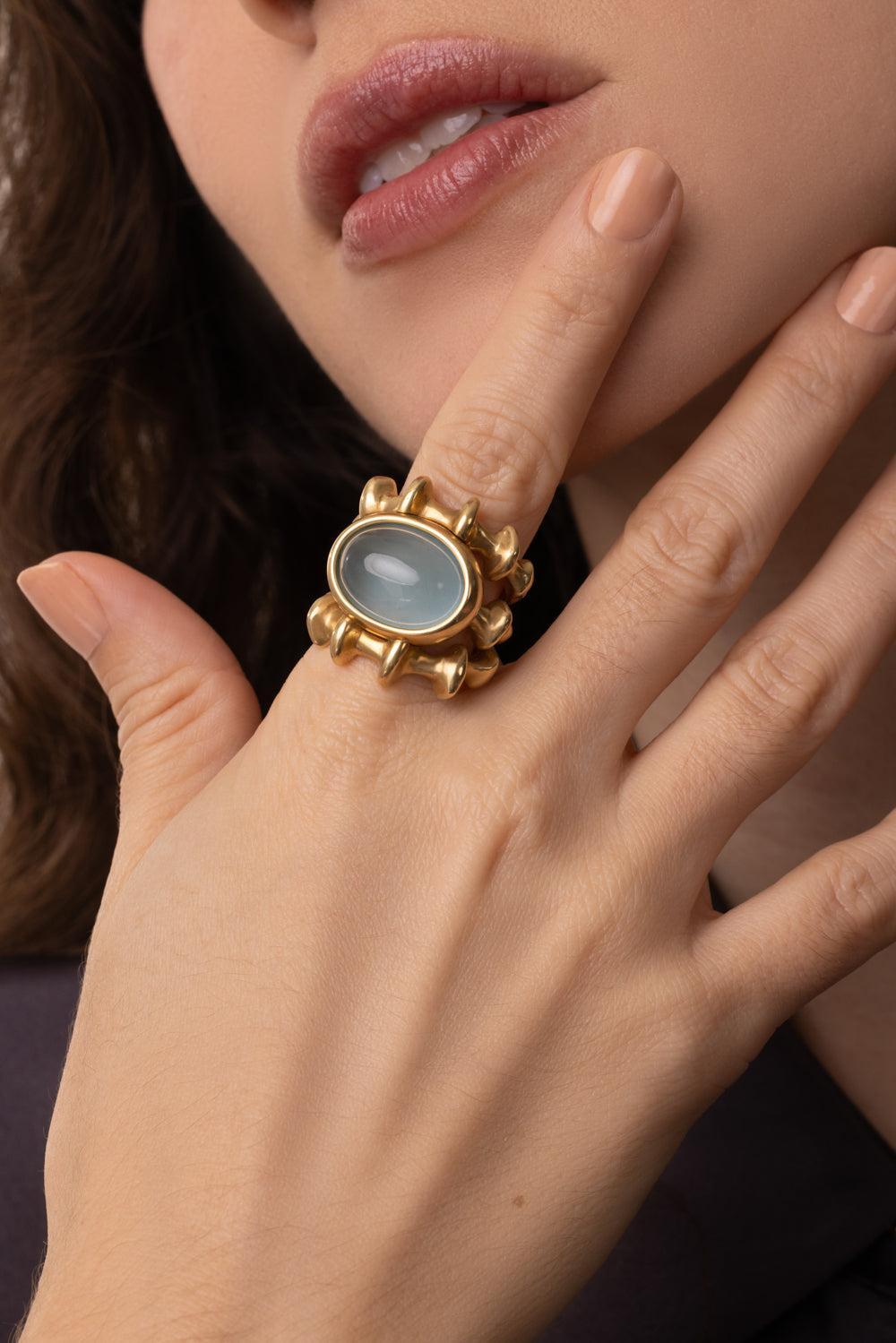 Aquamarine Chrona III Ring-YELLOW GOLD-6.5-JEWELRYFINE JEWELRING-VRAM