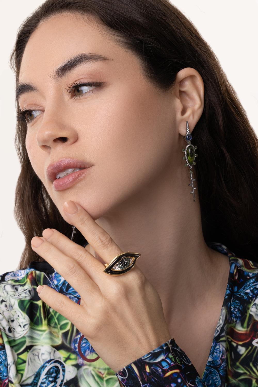 Green Sapphire Eye of Chrona Ring-YELLOW GOLD-7-JEWELRYFINE JEWELRING-VRAM