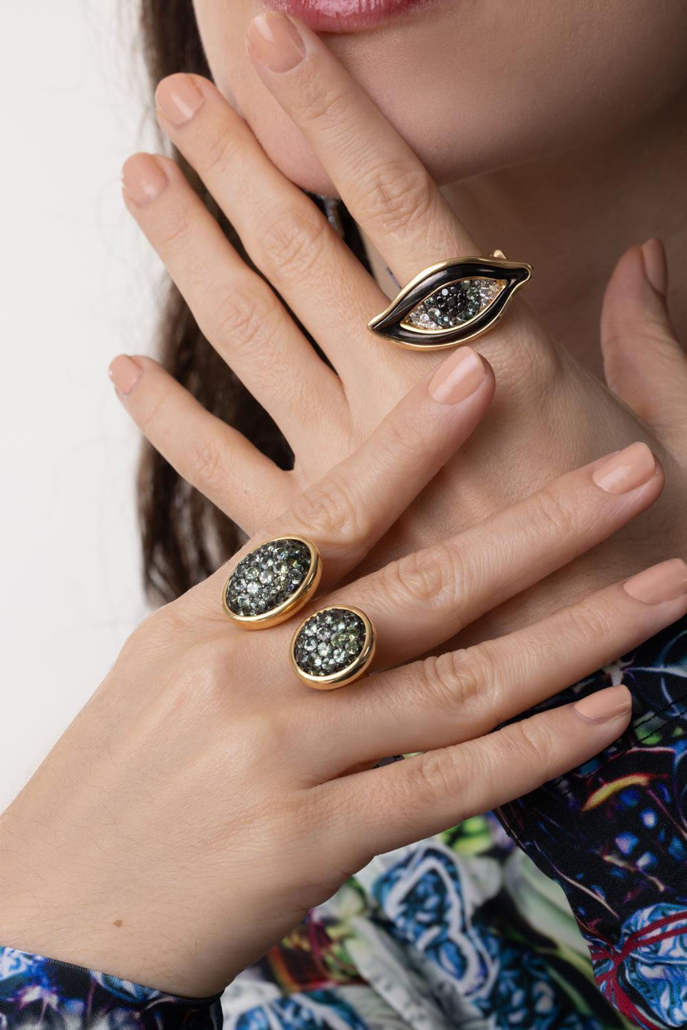 Green Sapphire Eye of Chrona Ring-YELLOW GOLD-7-JEWELRYFINE JEWELRING-VRAM