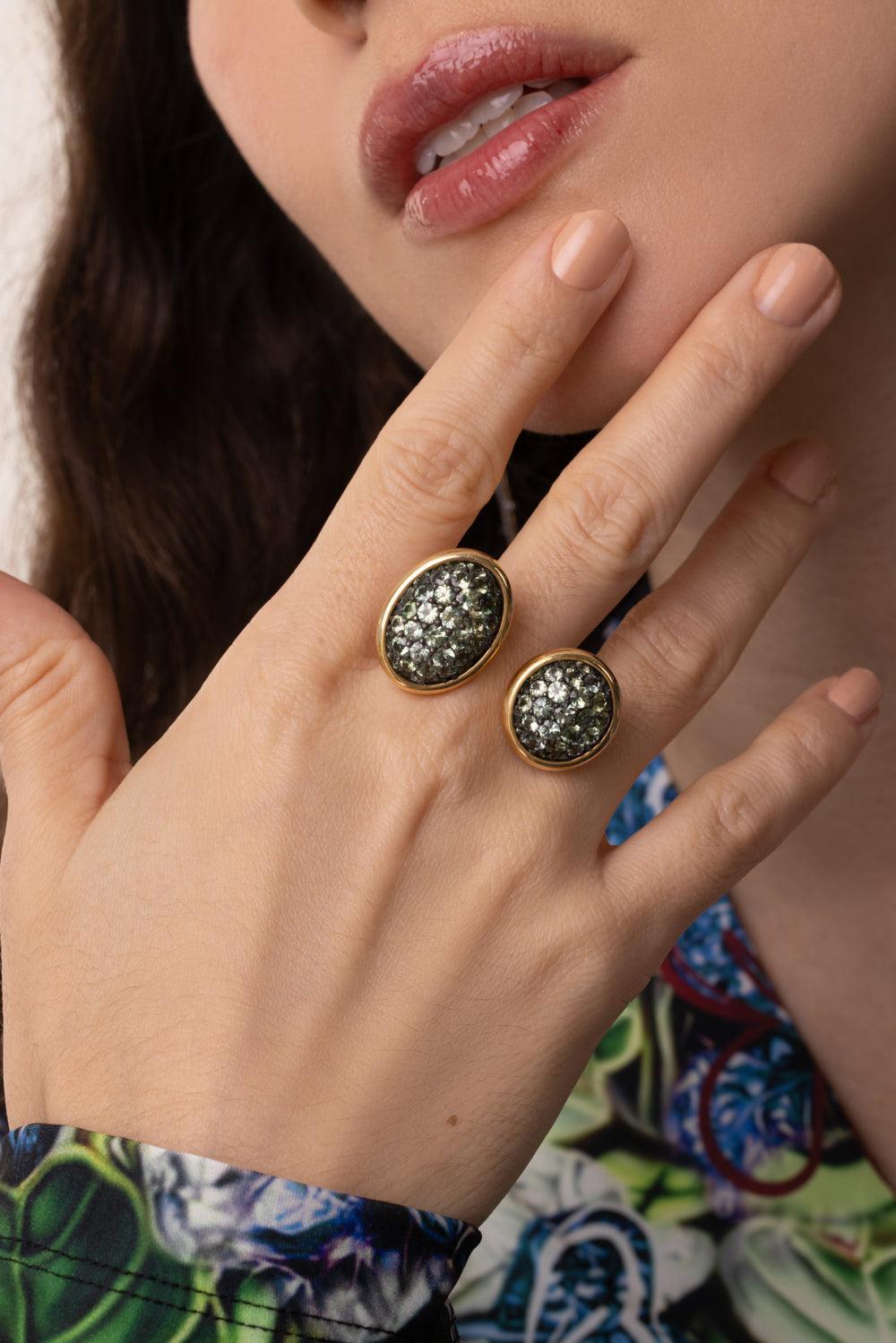 Green Sapphire 2 Tau Ring-YELLOW GOLD-8.75-JEWELRYFINE JEWELRING-VRAM
