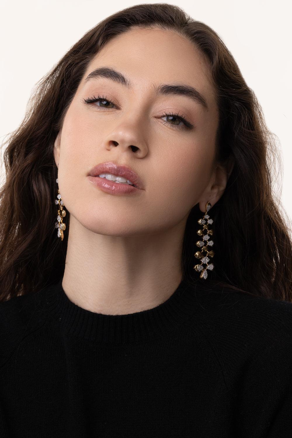 Lierre Partial Pear Marquise Earrings-YELLOW GOLD-JEWELRYFINE JEWELEARRING-SARA WEINSTOCK