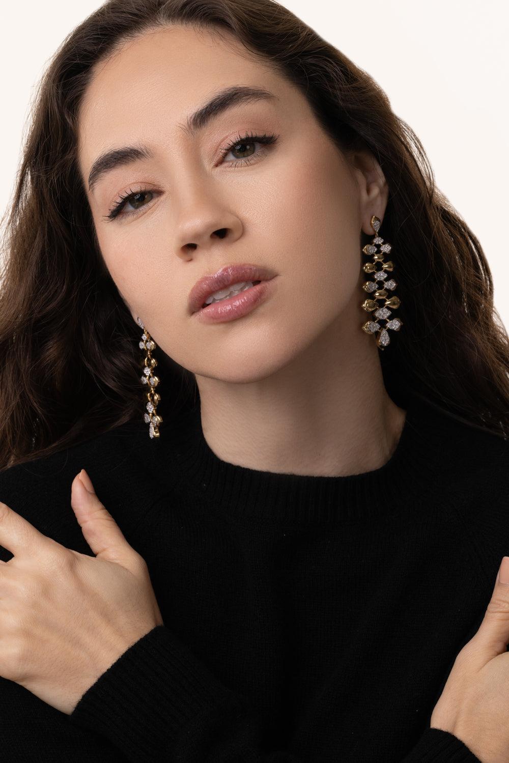 Lierre Partial Pear Marquise Earrings-YELLOW GOLD-JEWELRYFINE JEWELEARRING-SARA WEINSTOCK