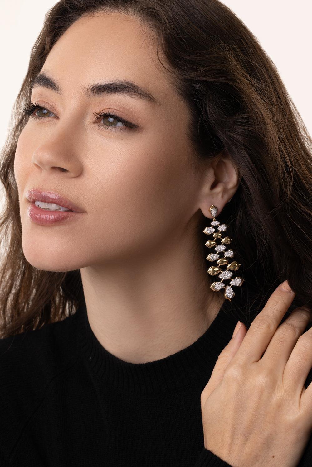 Lierre Partial Pear Marquise Earrings-YELLOW GOLD-JEWELRYFINE JEWELEARRING-SARA WEINSTOCK