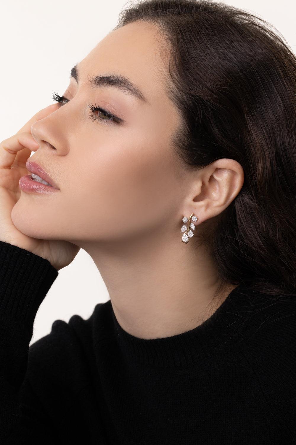 Lierre Cluster Drop Earrings-YELLOW GOLD-JEWELRYFINE JEWELEARRING-SARA WEINSTOCK