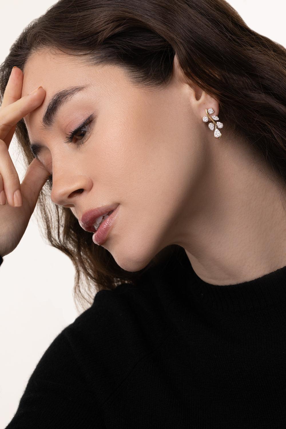 Lierre Cluster Drop Earrings-YELLOW GOLD-JEWELRYFINE JEWELEARRING-SARA WEINSTOCK