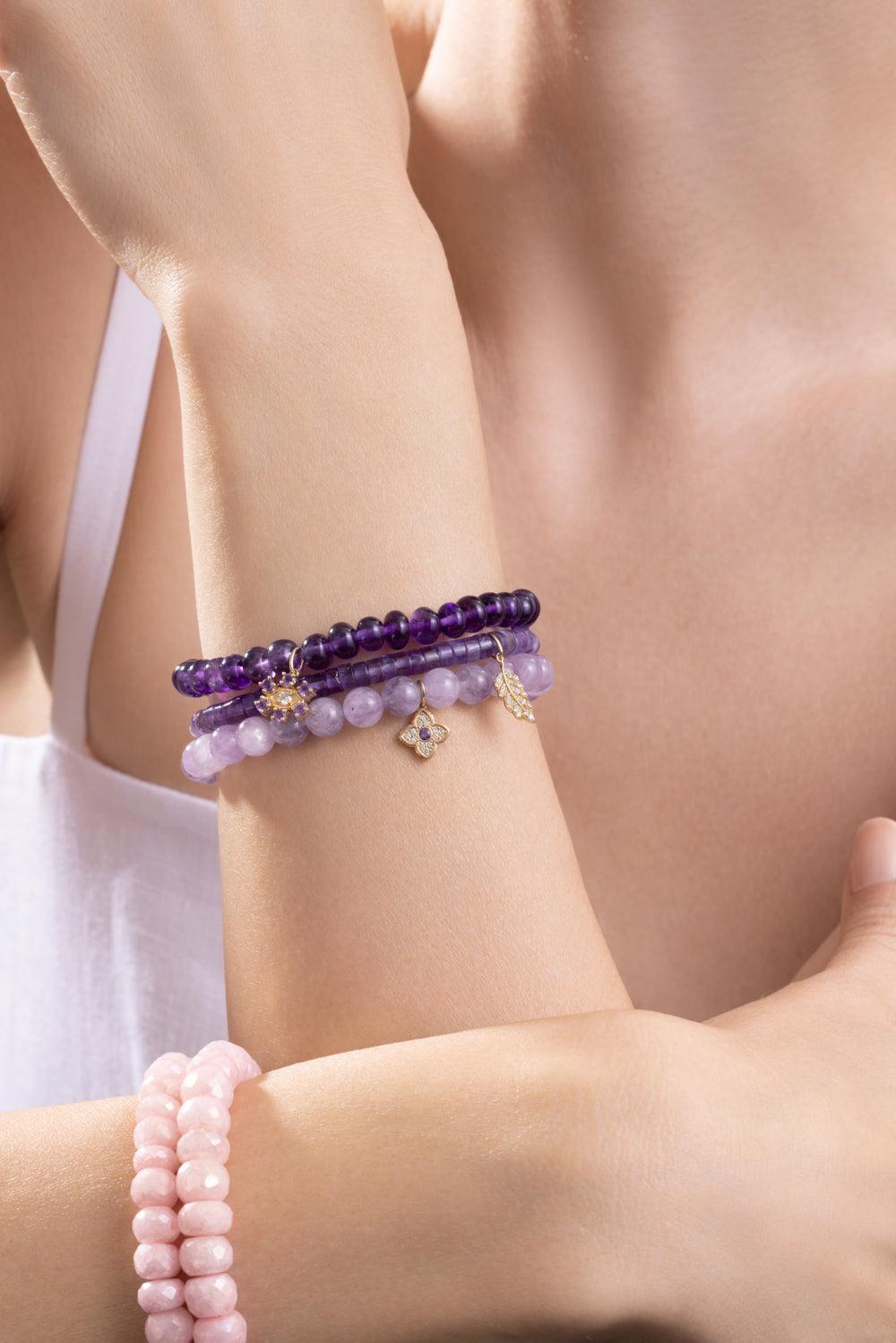 Amethyst Mini Moraccan Charm Bracelet-YELLOW GOLD-JEWELRYFINE JEWELBRACELET O-SYDNEY EVAN