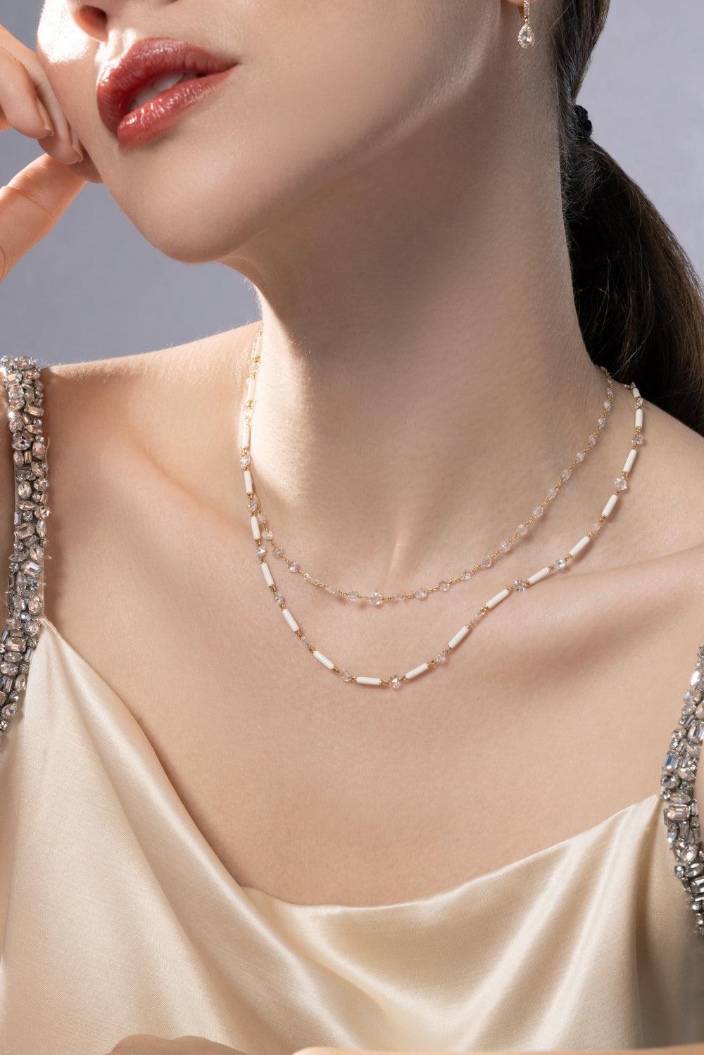 Diamond Rose Cut Ethereal Chain Necklace-YELLOW GOLD-JEWELRYFINE JEWELNECKLACE O-64 FACETS