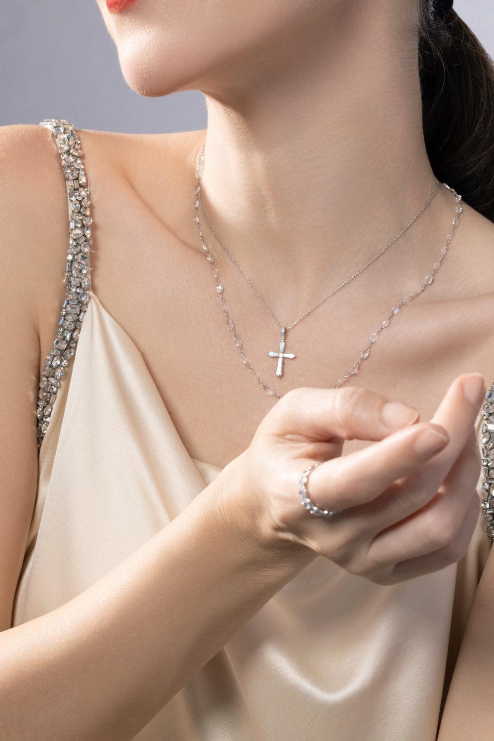 Diamond Ethereal Chain Necklace-WHITE GOLD-16-JEWELRYFINE JEWELNECKLACE O-64 FACETS