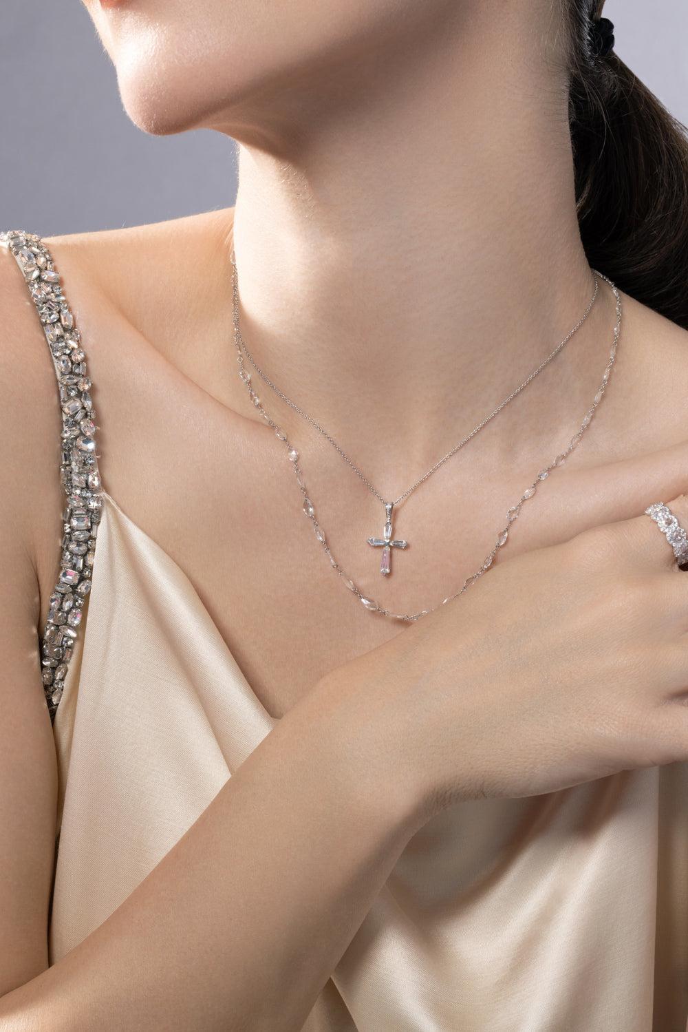 Diamond Ethereal Chain Necklace-WHITE GOLD-16-JEWELRYFINE JEWELNECKLACE O-64 FACETS