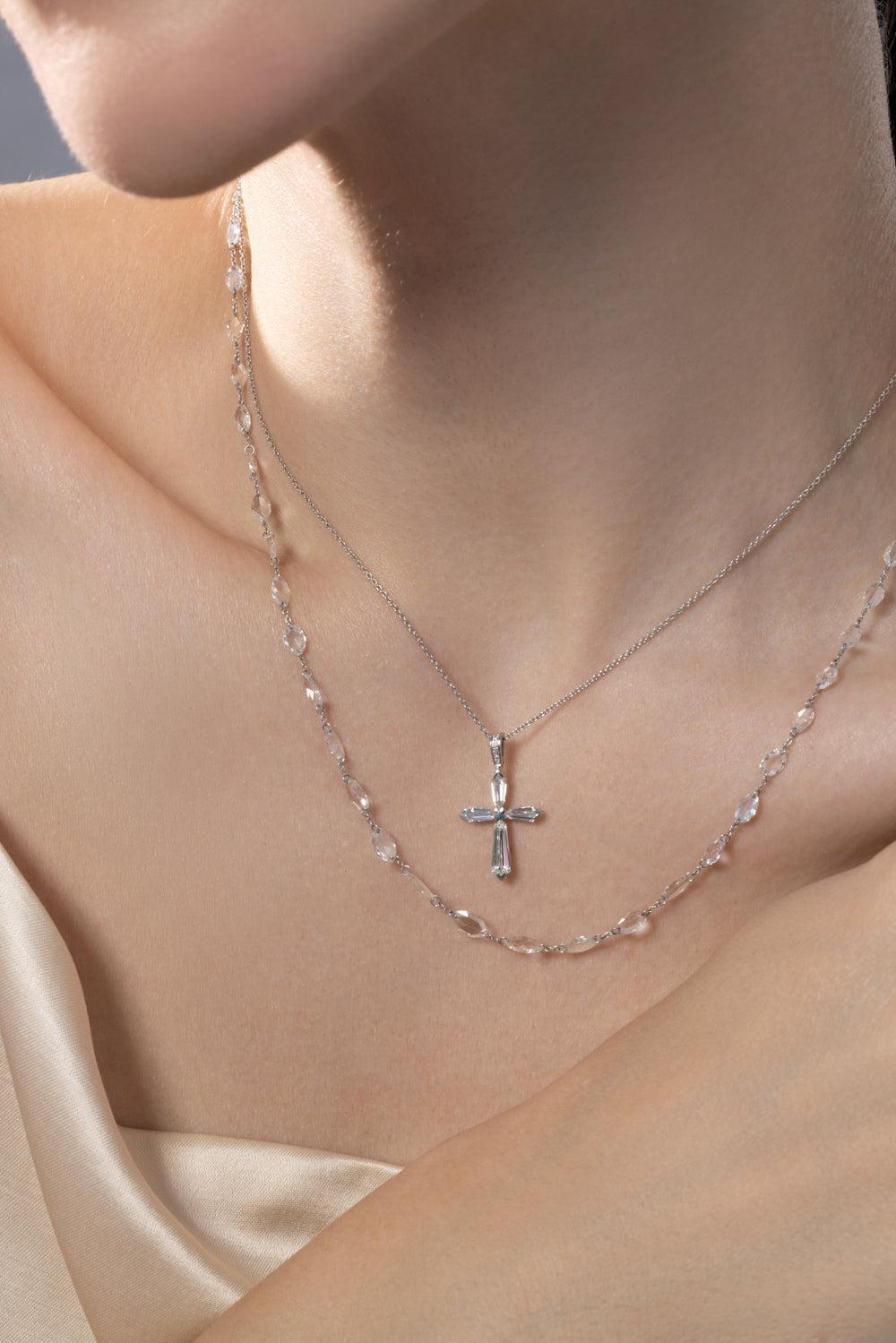 Diamond Ethereal Chain Necklace-WHITE GOLD-16-JEWELRYFINE JEWELNECKLACE O-64 FACETS