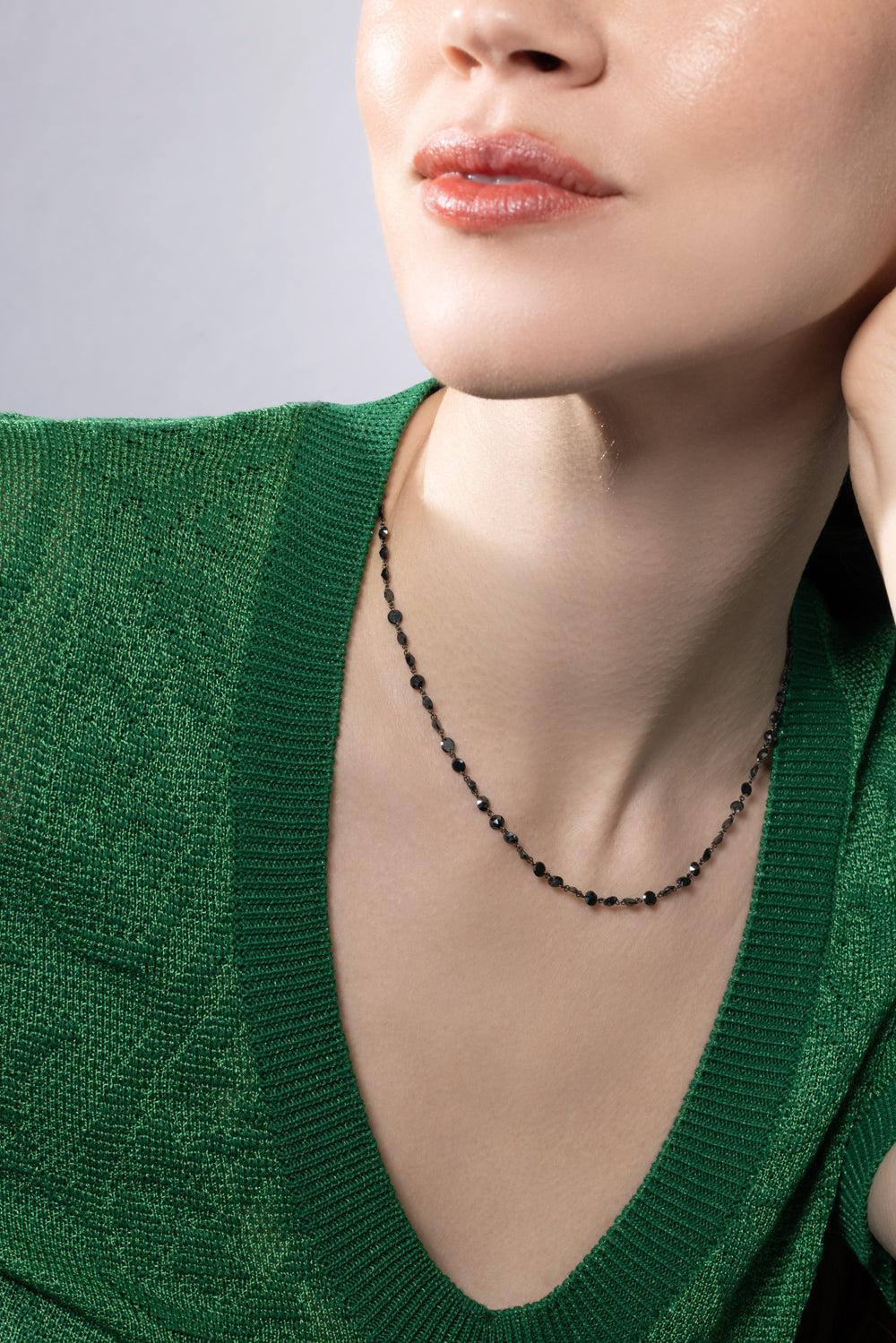 Black Diamond Ethereal Chain Necklace-WHITE GOLD-JEWELRYFINE JEWELNECKLACE O-64 FACETS