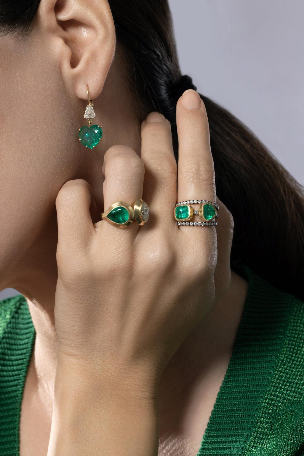 Diamond Emerald Oval Pear Ring-YELLOW GOLD-5.25-JEWELRYFINE JEWELRING-SYLVA & CIE