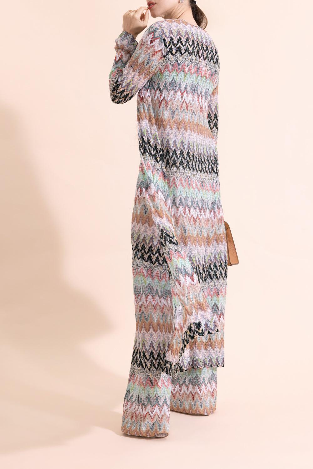 Wide Leg Knit Trousers - White Pink Blue-MULTI-38-CLOTHINGPANTWIDE LEG-MISSONI