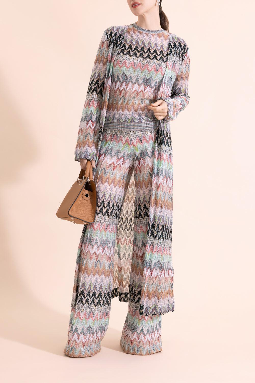 Short Sleeve Crew Neck Top - White Pink Blue-MULTI-38-CLOTHINGTOPKNITS-MISSONI