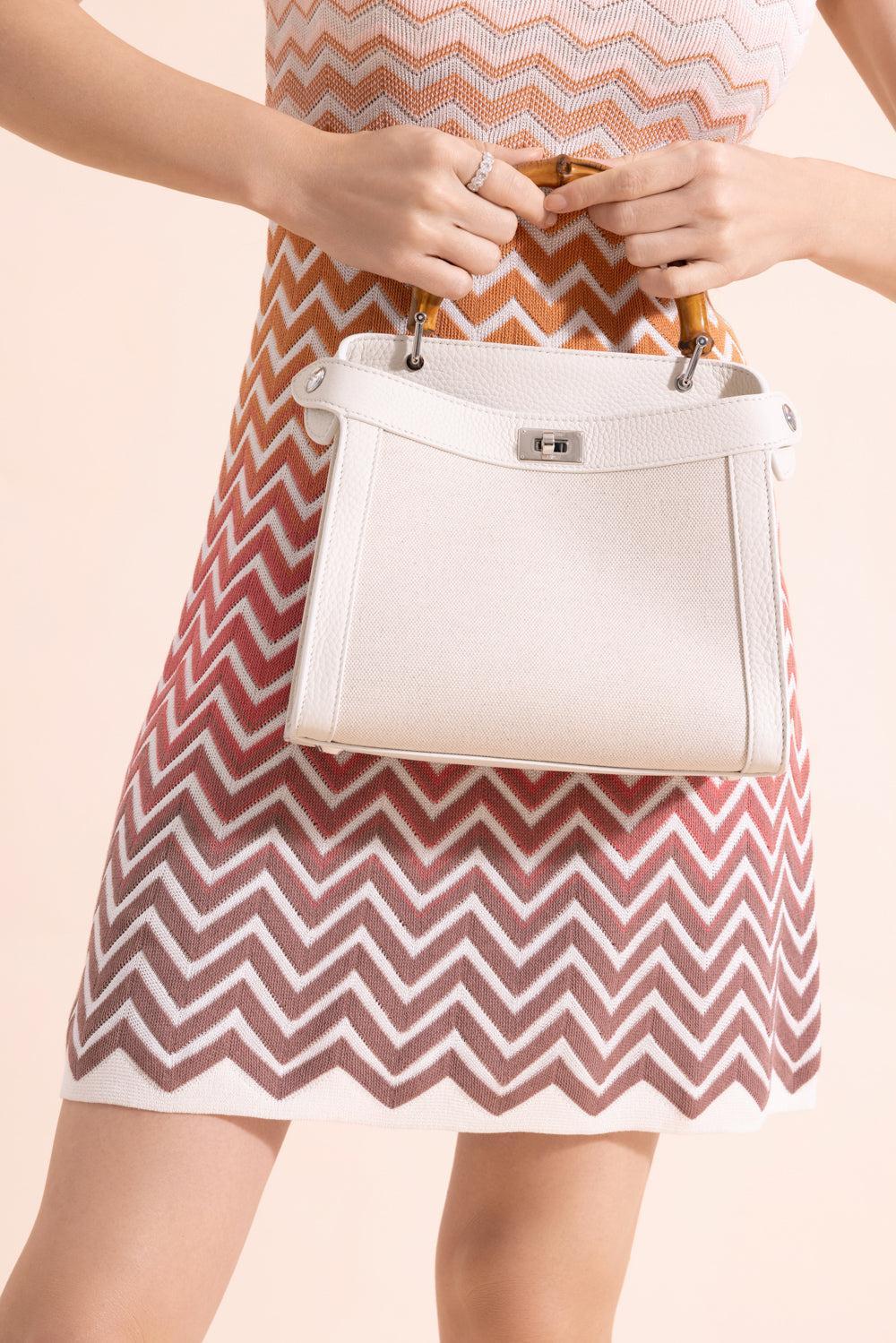 Lutece Mini Bamboo Bag-WHITE-HANDBAGTOP HANDLE-MICHINO