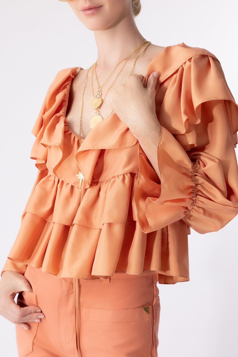 Cropped Ruffle Top-SHLLCORL-34-CLOTHINGTOPBLOUSE-CHLOÉ