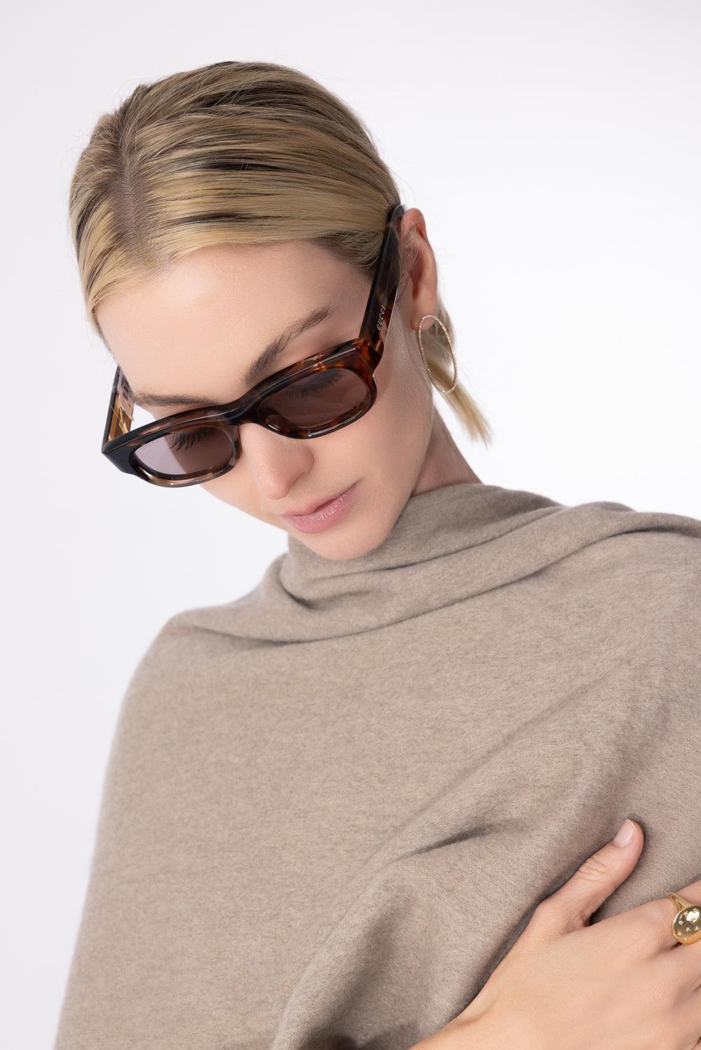Transparent Rectangle Sunglasses-BRNBRNBR-ACCESSORIESUNGLASSES-GUCCI