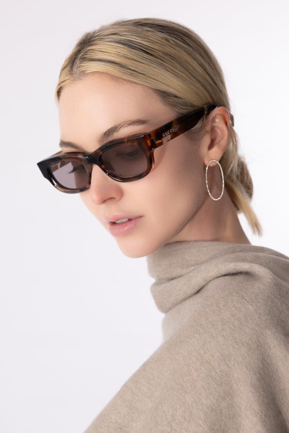 Transparent Rectangle Sunglasses-BRNBRNBR-ACCESSORIESUNGLASSES-GUCCI