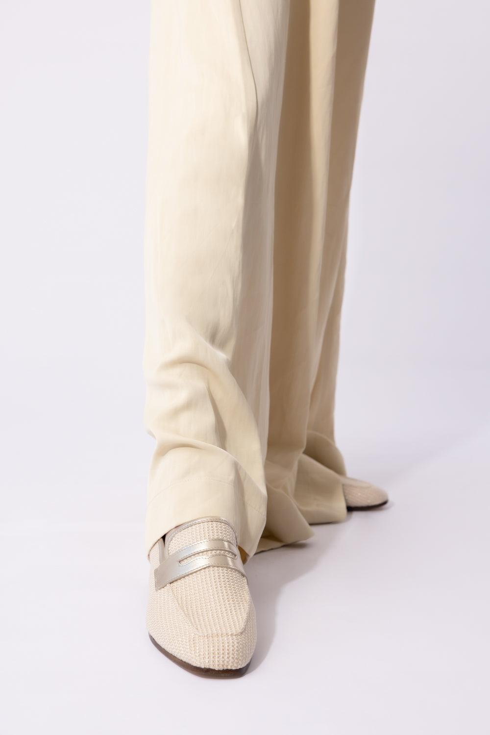 Essenziale Raffia Loafer - Gold-GOLD-36-SHOEFLAT SHOE-SOPHIQUE