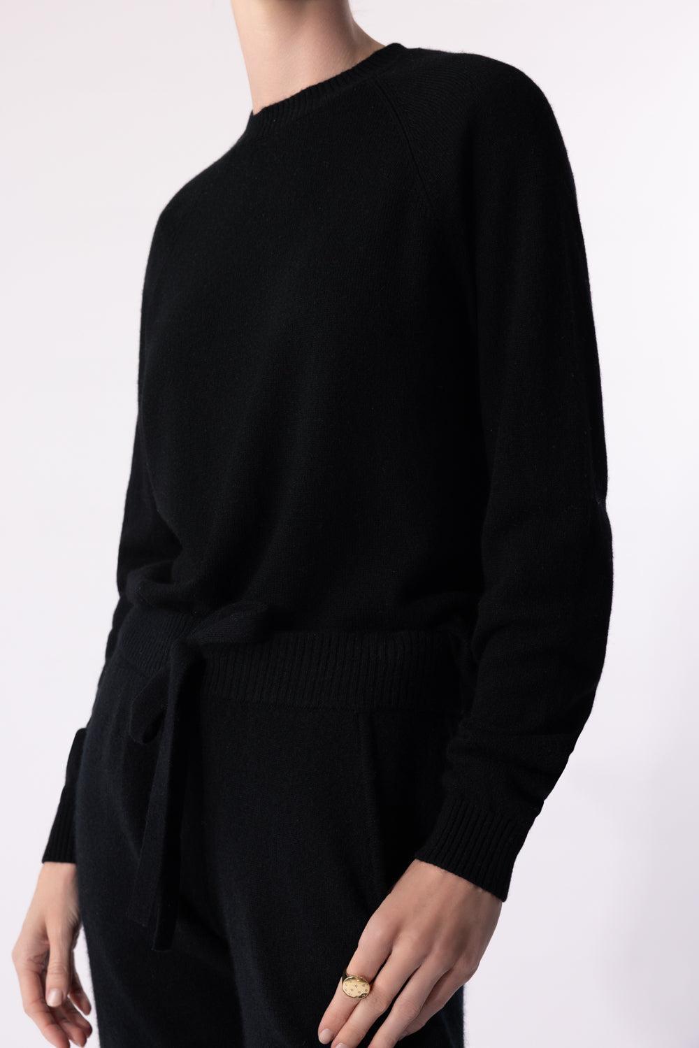 Shrunken Crewneck - Black-BLACK-XS-CLOTHINGTOPSWEATER-MINNIE ROSE