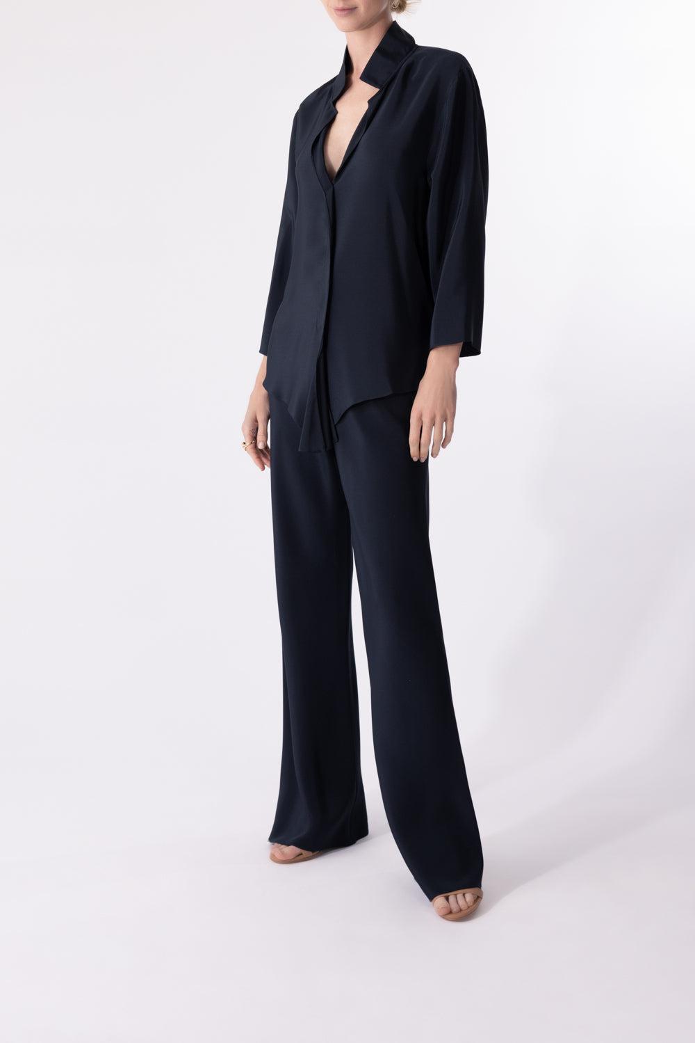 Pull On Pant - Navy-NAVY-P-CLOTHINGPANTWIDE LEG-PETER COHEN