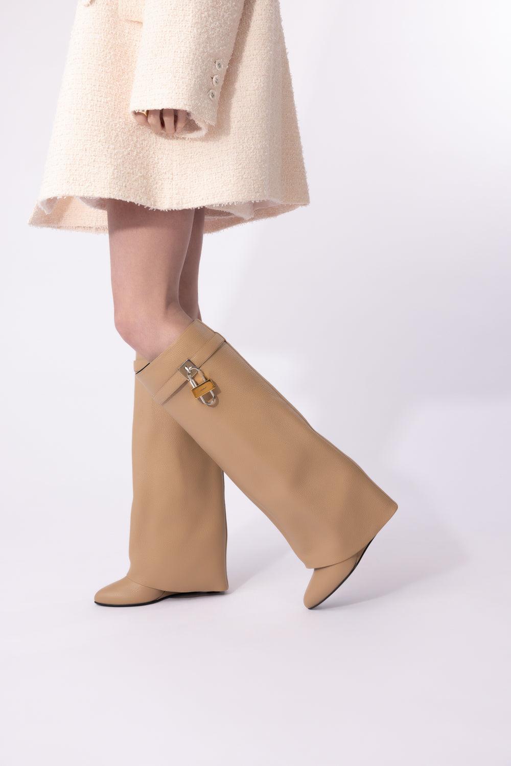 Shark Lock Boots - Beige-BEIGE-37.5-SHOEBOOT-GIVENCHY