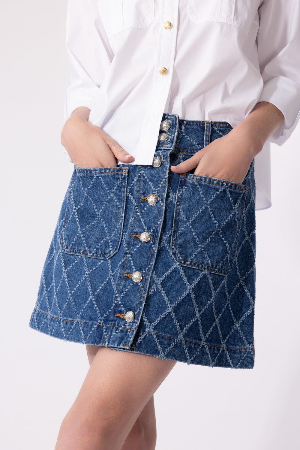 Moxie Skirt-BLUDIAMN-2-CLOTHINGSKIRTMINI-VERONICA BEARD