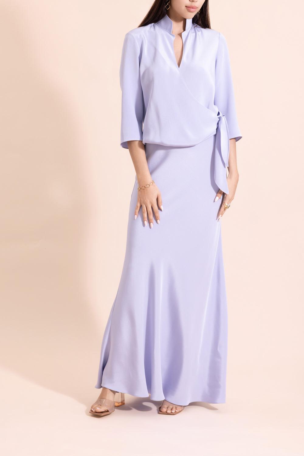 Blouse Maxi Dress - Chambray-BLUE-P-CLOTHINGDRESSGOWN-PETER COHEN