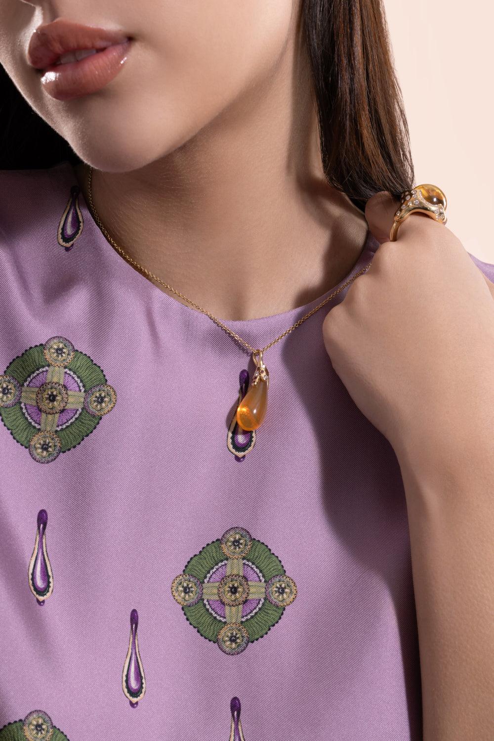 Fire Opal Drop Necklace-YELLOW GOLD-18-JEWELRYFINE JEWELNECKLACE O-EDINA KISS