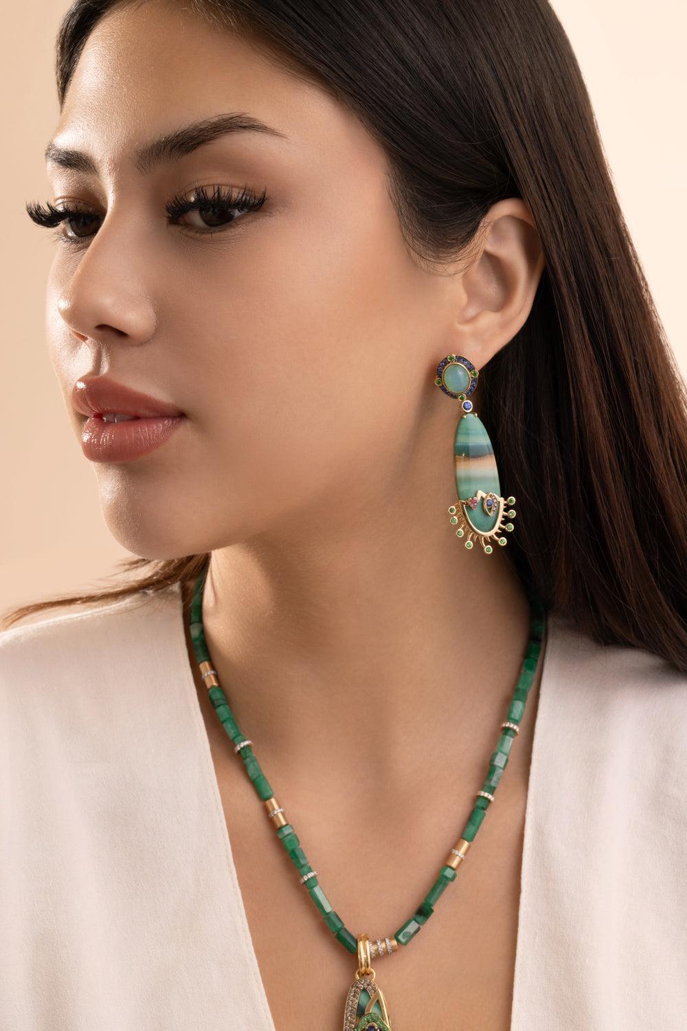 Opal Evil Eye Drop Earrings-YELLOW GOLD-JEWELRYFINE JEWELEARRING-EDINA KISS