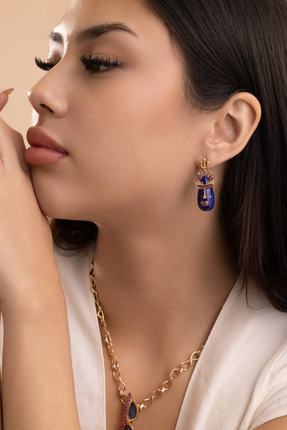 Lapis Devil Drop Earrings-YELLOW GOLD-JEWELRYFINE JEWELEARRING-EDINA KISS
