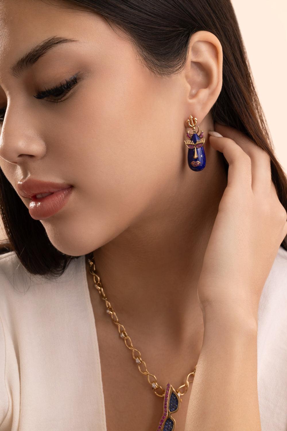 Lapis Devil Drop Earrings-YELLOW GOLD-JEWELRYFINE JEWELEARRING-EDINA KISS