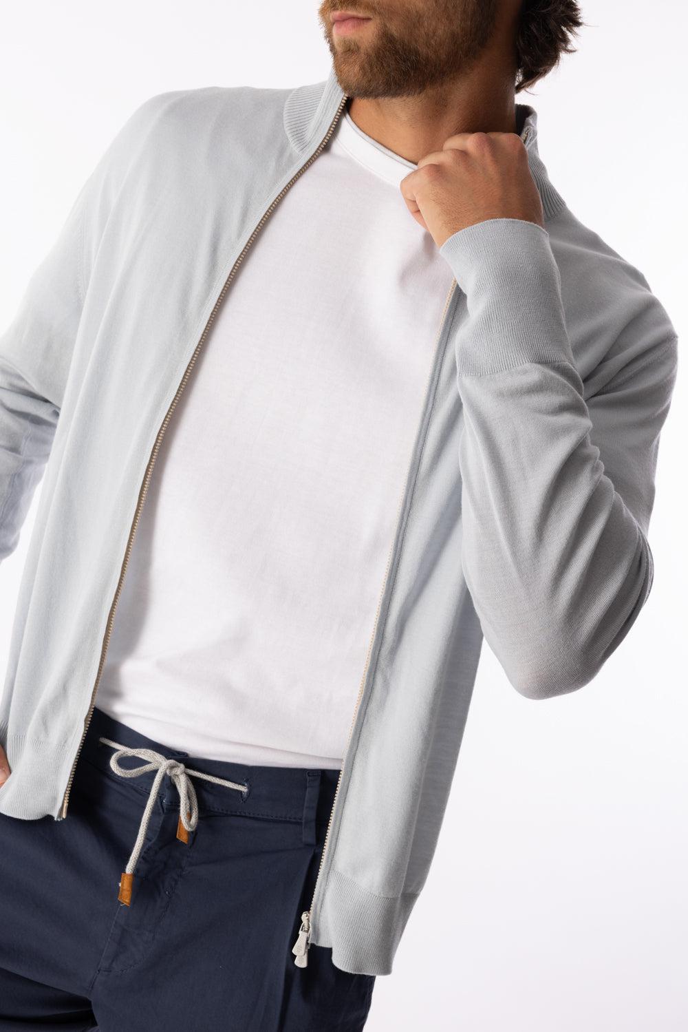 Full Zip Knit Sweater - Green-GREEN-S-MENSCLOTHINGSWEATER-ELEVENTY