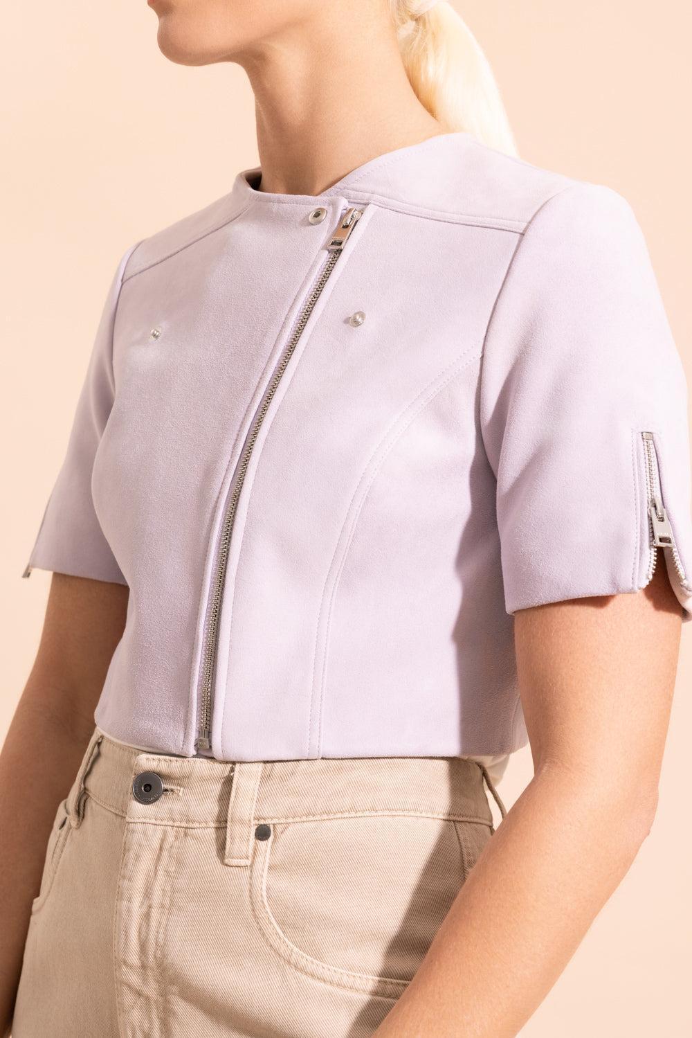 Kirsi Cropped Jacket - Lilac-PURPLE-XS-CLOTHINGCOATSUEDE-LAMARQUE