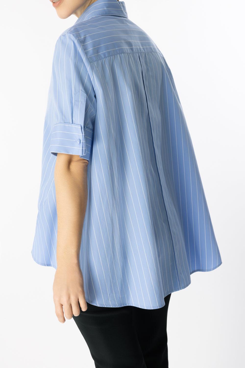 Stripe Trapeze Shirt-PLEBLUWH-4-CLOTHINGTOPBLOUSE-ADAM LIPPES