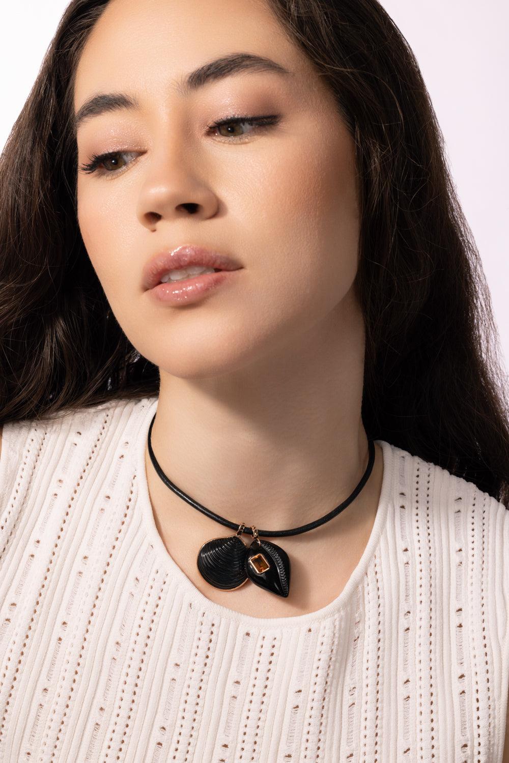 Citrine Cowry Medio Pendant-ROSE GOLD-JEWELRYFINE JEWELPENDANT-DEZSO BY SARA BELTRAN