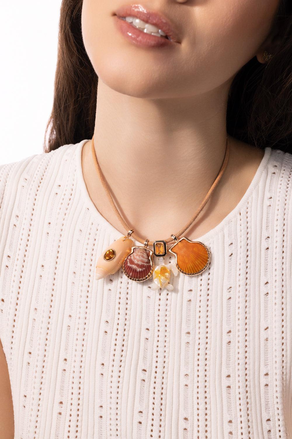 Scappolite Sanaya Shell Pendant-ROSE GOLD-JEWELRYFINE JEWELPENDANT-DEZSO BY SARA BELTRAN