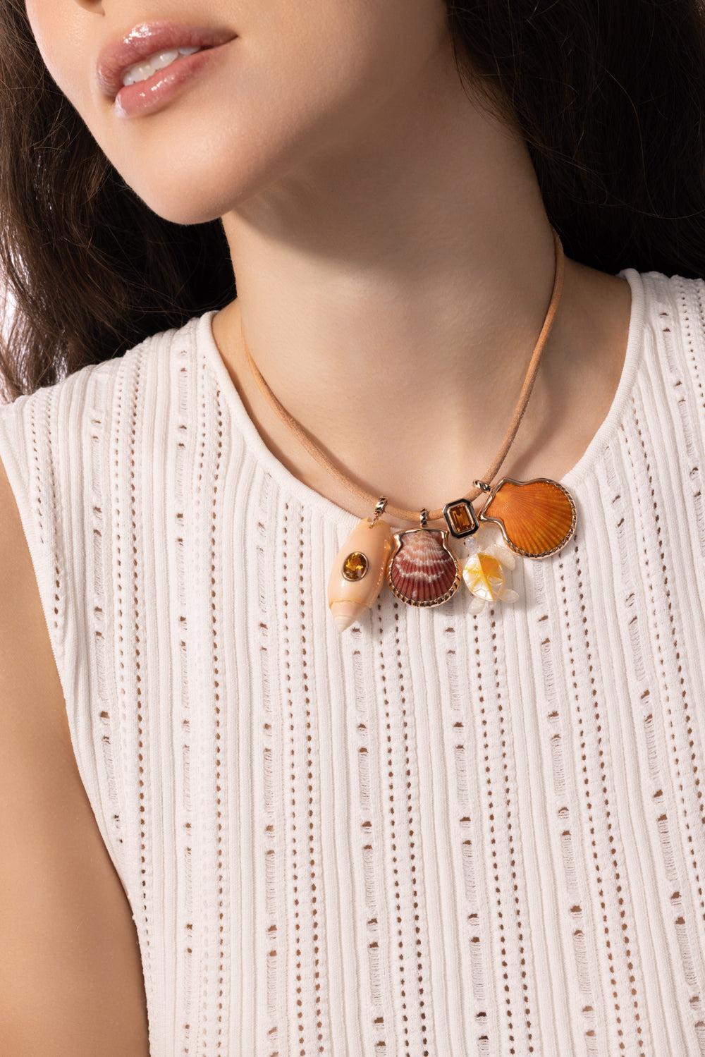 Scappolite Sanaya Shell Pendant-ROSE GOLD-JEWELRYFINE JEWELPENDANT-DEZSO BY SARA BELTRAN