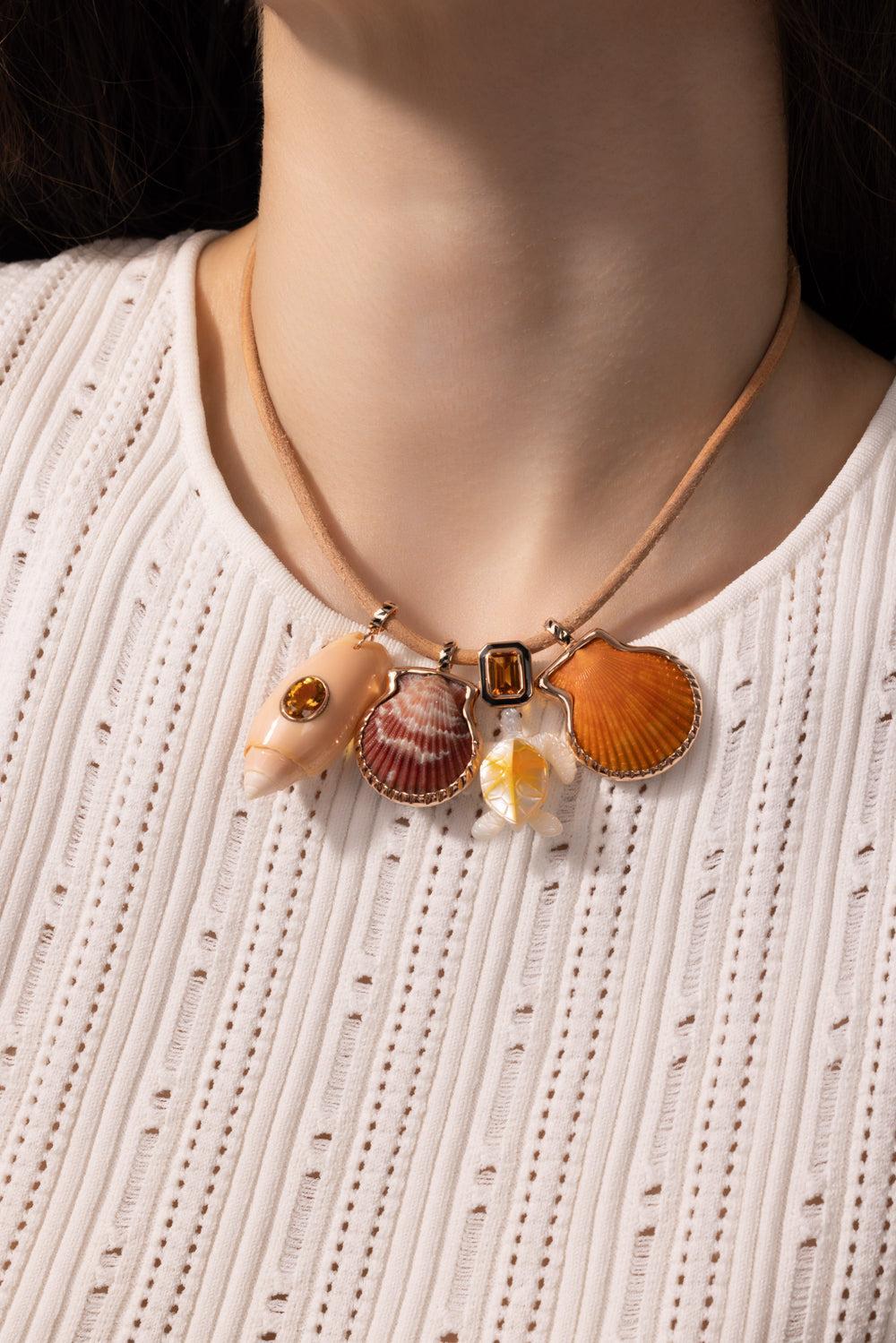Scappolite Sanaya Shell Pendant-ROSE GOLD-JEWELRYFINE JEWELPENDANT-DEZSO BY SARA BELTRAN