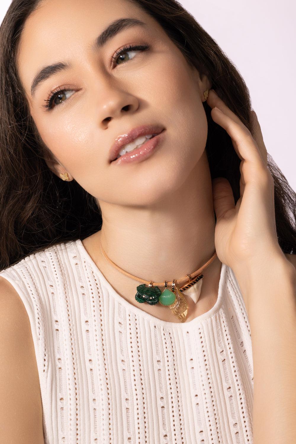 Chrysoprase Shell Pendant-ROSE GOLD-JEWELRYFINE JEWELPENDANT-DEZSO BY SARA BELTRAN
