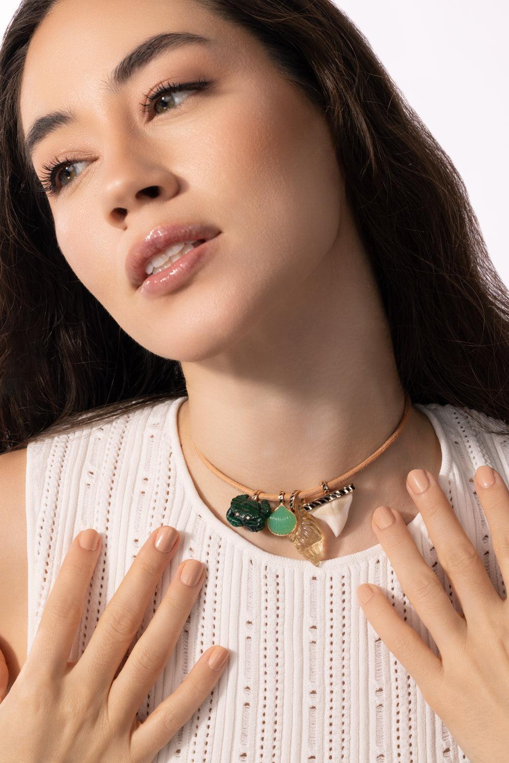 Chrysoprase Shell Pendant-ROSE GOLD-JEWELRYFINE JEWELPENDANT-DEZSO BY SARA BELTRAN