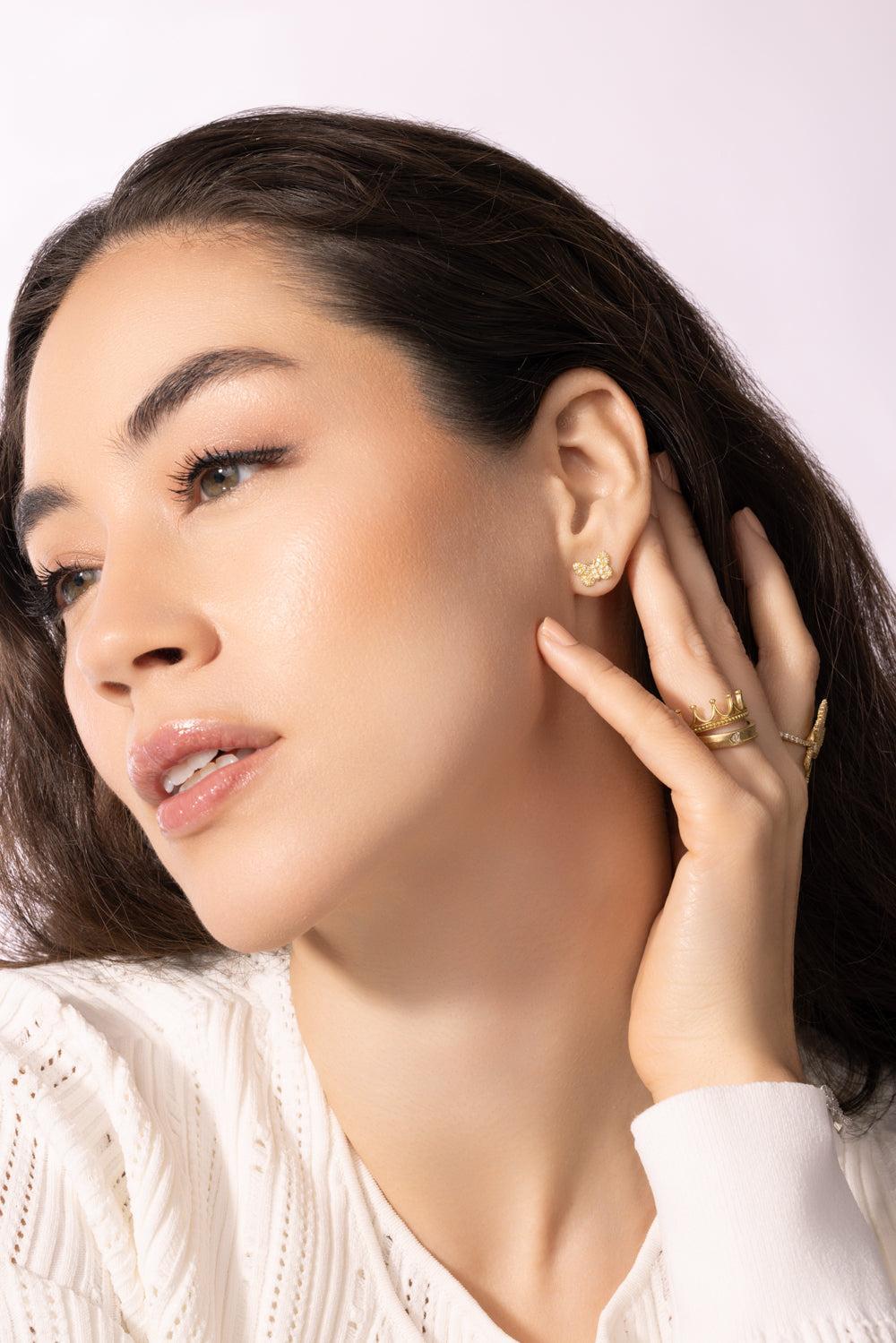 Petite Butterfly Diamond Stud Earrings-YELLOW GOLD-JEWELRYFINE JEWELEARRING-TANYA FARAH