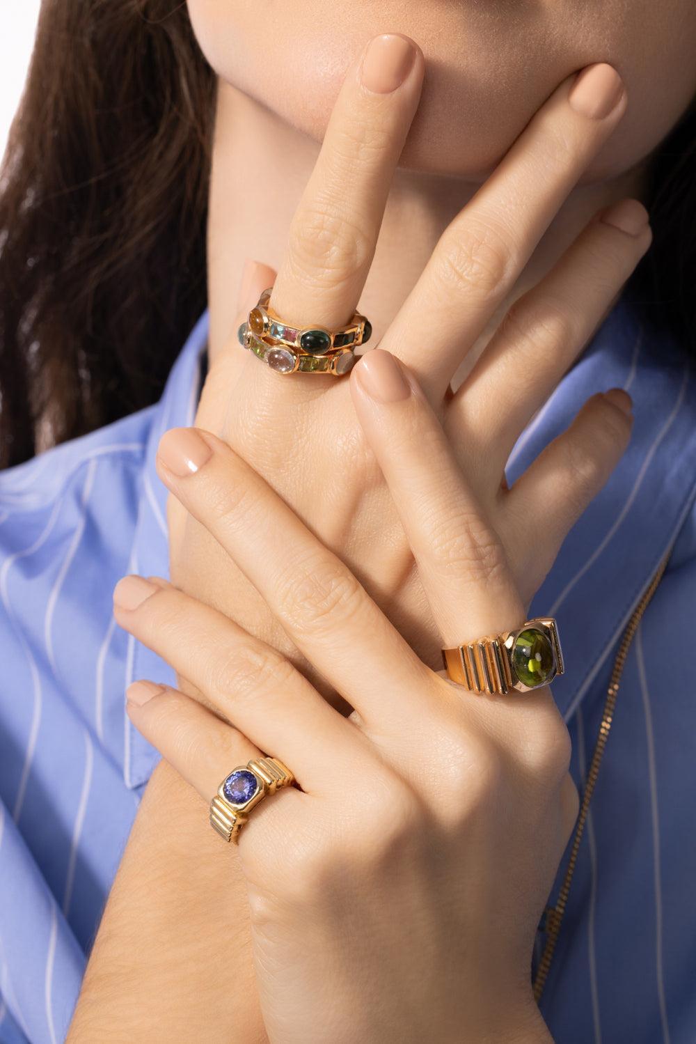 Peridot Ibiza Van Stack Ring-YELLOW GOLD-7.5-JEWELRYFINE JEWELRING-VAN