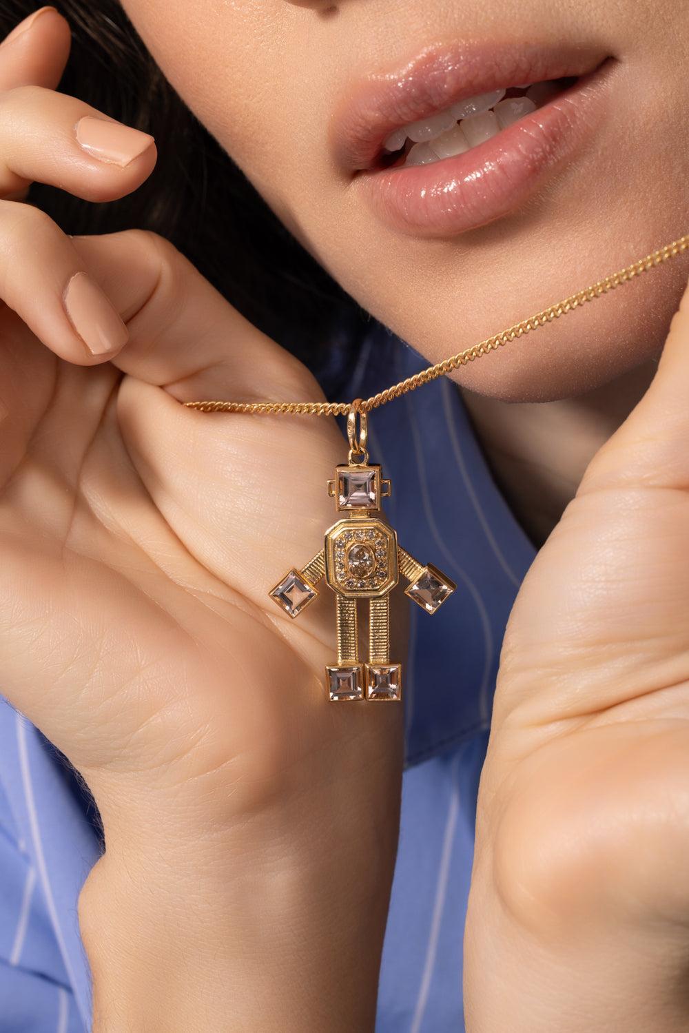 Morganite Sogno Van Robot Pendant-YELLOW GOLD-JEWELRYFINE JEWELPENDANT-VAN