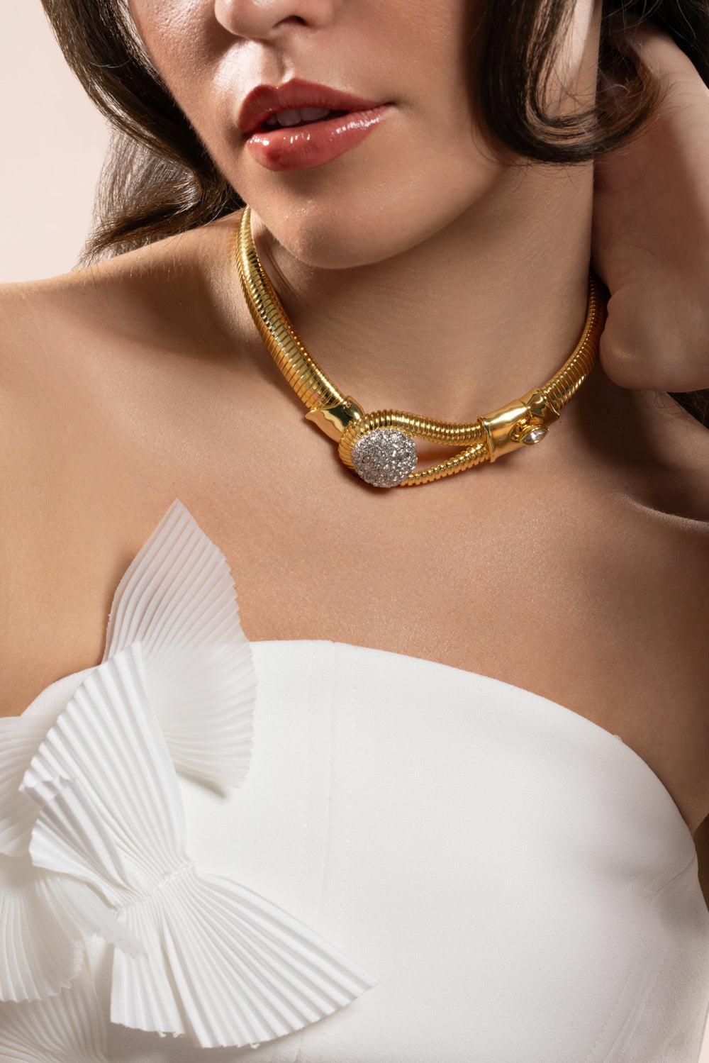 Crystal Pebble Solanales Collar Necklace-YELLOW-JEWELRYBOUTIQUENECKLACE O-ALEXIS BITTAR