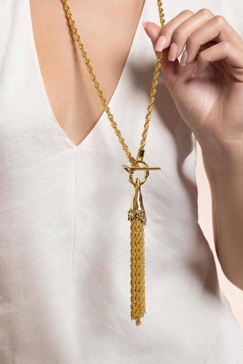 Brut Long Tassel Necklace-YELLOW-JEWELRYBOUTIQUENECKLACE O-ALEXIS BITTAR